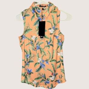 NWT Bad Birdie Womens Flora Fiesta Core Polo SL Sleeveless Golf Shirt S